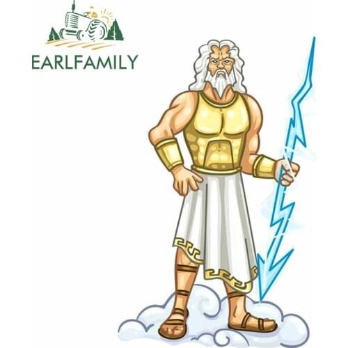 EARLFAMILY 13cm x 8.7cm for Zeus King God Greece Cartoon Decal Surfboard Laptop Car Stickers Personality Anime Car Assessoires