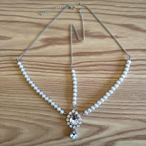 Hot Handmade Kundan stones Pearl hair chain headpiece head jewelry Wedding Bridal