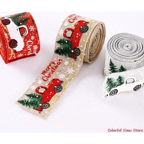 5M Classic Christmas DIY Fabric Ribbon Burlap Ribbon With Wired Edge Gift Wrapping Christmas Tree Ribbon Wreath Bow Trims
