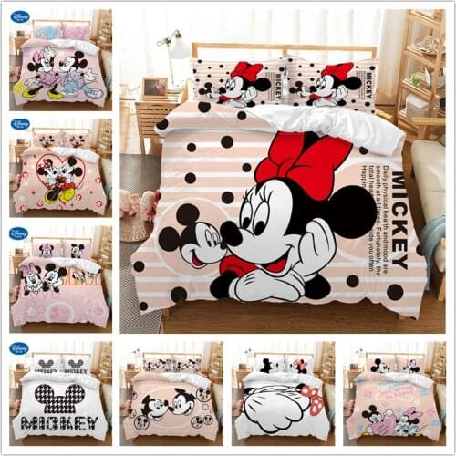 DISNEY Mickey Mouse 3d Bedding Set Duvet Cover Sets single double Queen King Size 3/4PCS Bedclothes bed linen Christmas gifts