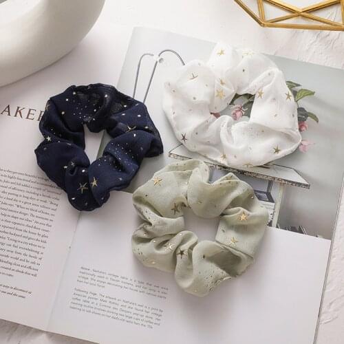 Korean New Starry Sky Ins Headdress Simple Star Trendy Hair Rope Fabric Large Intestine Ring for Women Fashion Hair Accessories