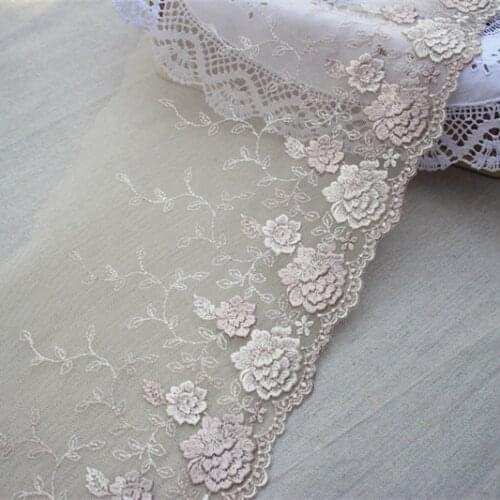 18cm 7.08inch wide-2yards/lot Diy Craft Embroidered Floral Tulle Lace Trim, Mesh Lace Trim