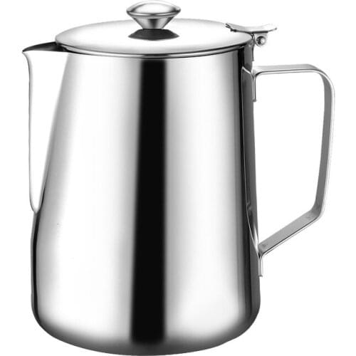 Stainless Steel Milk Frothing Pitcher with Lid Espresso Coffee Cappuccino Milk Cream Cup Frothing Jug