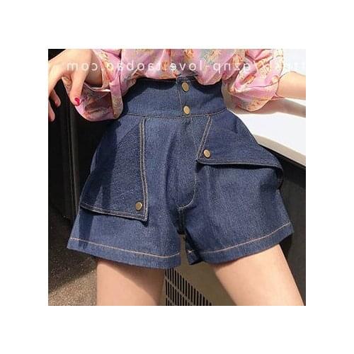Summer High Waist Shorts womens loose and thin A-line high and thin 2021 new summer frock pants ripped jeans for women