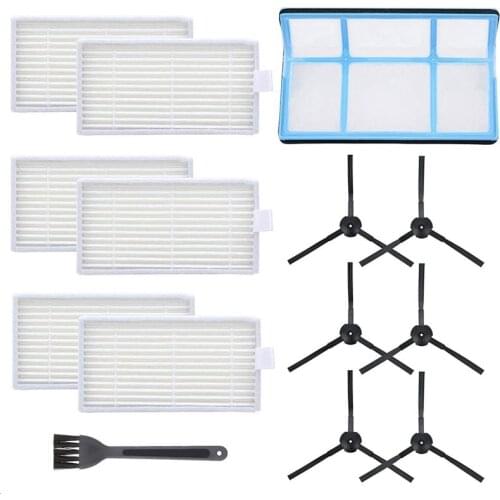 Vacuum Filter Kit Replacement for Robotic Vacuum Ilife V3 V3S V5 V5S,Pro Robot Vacuum Cleaner Filters and 6 Side Brushes and 1 P