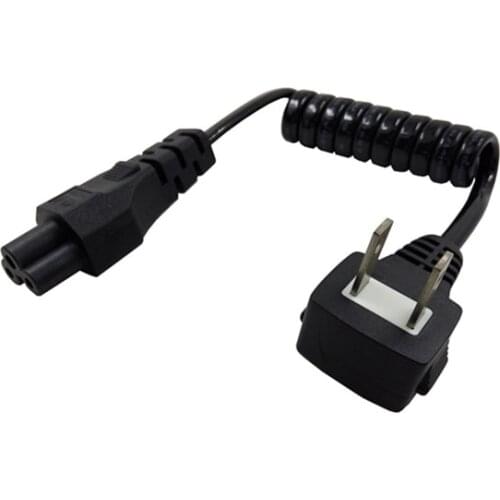 NEMA 1-15P 2 Pin JP US Plug 2 Pole IEC 60320 C5 3 Prong AC Power Cord Short Laptop Portable Spring Retractable Cable 10-30cm