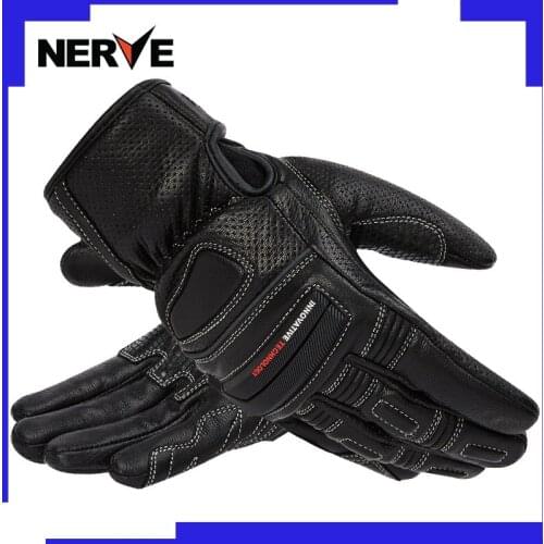 2019 New Knight protection NERVE WINDPROOF Motorcycle Gloves Cowhide Leather Motorbike Glove Anti-fall Wear-resistant Size S-XXL