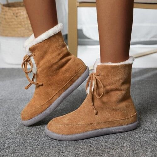 New Women Boots Winter Warm Lace-up Boots Fur Lace-up BootsBoots Women Shoes Fashion Boots Big Size