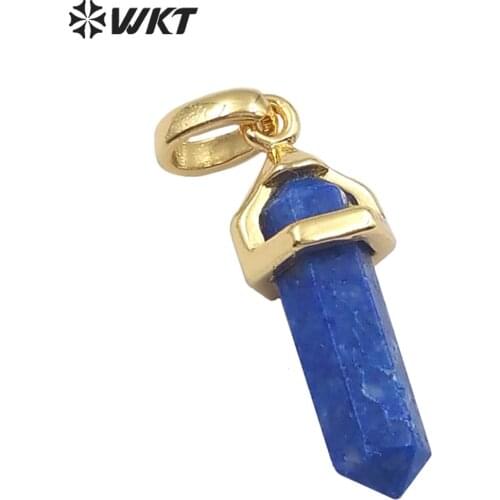 WT-P1387 Wholesale 5pcs Trendy Natural Elegant Crystal Stone Pendant in 24k gold cap Electroplated for Women Jewelry Making