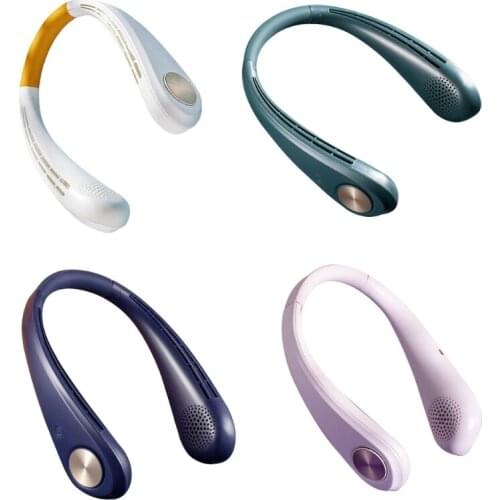 Portable Neck Fan Cooling Air Cooler Electric Air Conditioner Lazy Neck Hanging Cooler USB Rechargeable USB Powered Desk
