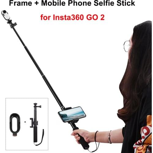 Simple Frame+Mobile Phone Selfie Stick for Insta360 Go 2 Camera Protective Frame Mount Adapter Adjustable Bracket Stabilizer