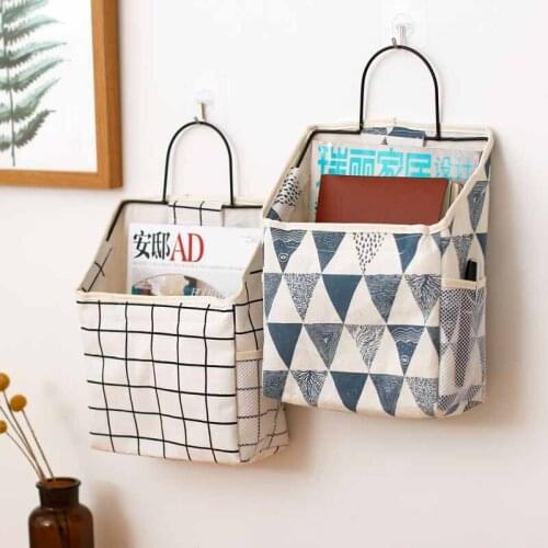 Simple cotton and linen art book debris storage wall hanging storage bag wall hanging storage hanging bag bedroom dormitory