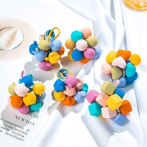 10Pcs-Bag/Box Women Random Color Matte Hair Ties Elastic Bands Hair Ring Mix Color Rabbit Ears Girls Hair Accessories Headdress