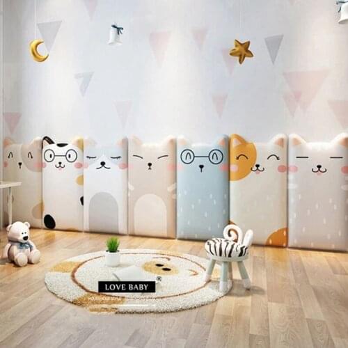 Lovey Cat Bed Headboards Self-Adhesive Anti-Collision Tatami Bedroom Decor Stickers Tete De Lit Cabecero Decoration Aesthetic