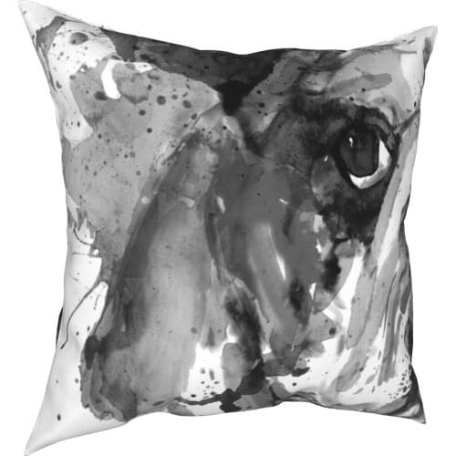 Watercolor Dog Faced English Bulldog Pillowcase Printed Polyester Cushion Cover Decorations Throw Pillow Case Cover Car 45X45cm