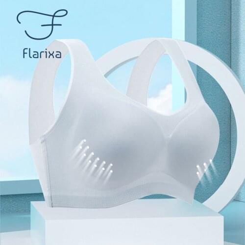 Flarixa Sports Bra Womens Seamless Invisible Push Up Bras Without Boness Backless Bralette M-5XL Plus Size Sexy Underwear Set