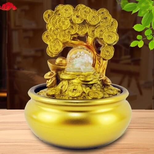 Money Tree Statue Wealth Luck Tree Home Decoration Energy Generator Feng Shui Crystal Money Tree Bonsai Style EU Plug