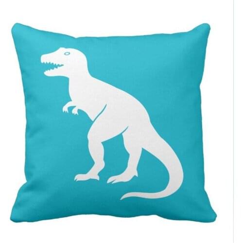 Tyrannosaurus Dinosaur Pillow in Turquoise Blue case