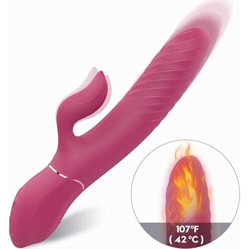 G Spot Heating Rabbit Dildo Vibrator Powerful USB Masturbation Adult Sex Toys For Women Vagina Orgasm Waterproof Sex Product