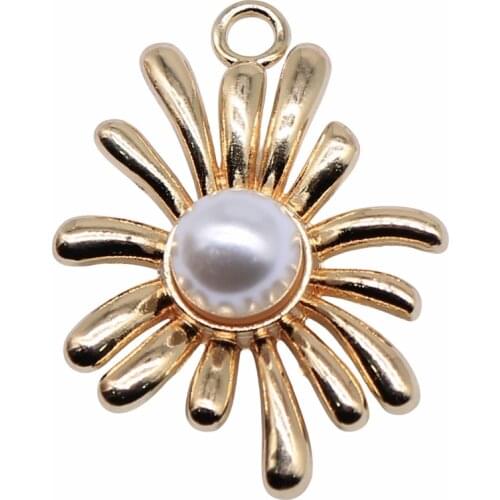 WYSIWYG 4pcs 32x24mm KC Gold Color Flowers Charms Pendant For Jewelry Making Earring Making Accessories