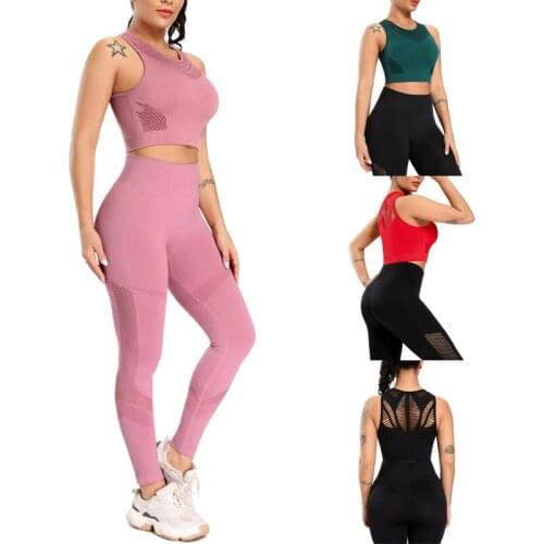 Women Tight Sportswear Seamless Workout Set Sport Leggings Tops Set Yoga Outfits Sportswear Athletic Clothes Gym Sets Tracksuits