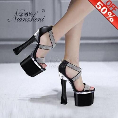 18cm Pole Dancing Suede Rhinestone 8 Inch High-Heeled Shoes Cover Heel Formal Dress Shoes Fashion Sexy Clubbing Women Sandals