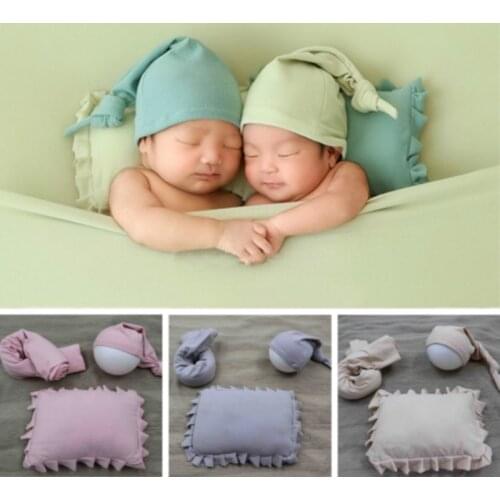 1 Set Newborn Photography Props Baby Photo Wraps Hats And Pillow Infant Photo Shoot Accessories Soft Baby Wraps Swaddling