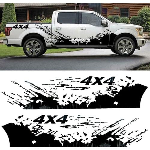 1 Pair Black Car Vinyl Exterior Left&Right Side Body Splash Graphic Decoration Sticker Fit for 4X4 Truck Off Road Pickup