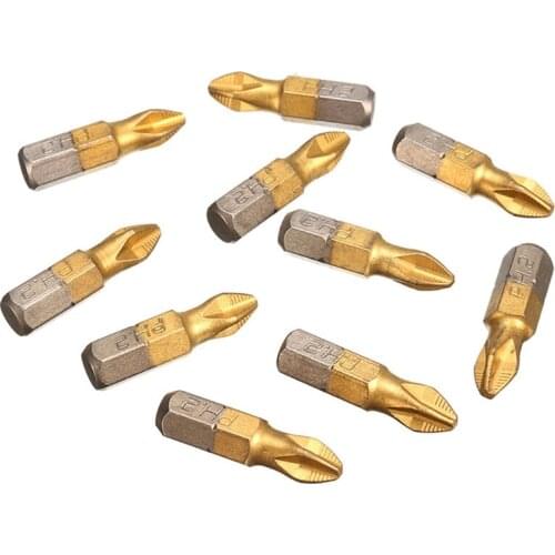 10pcs 25mm/ 5pcs 50mm Anti-Slip Drill Bit Titanium-plated Drill Bits PH2 Hexagon Screwdriver Bits Electric Drill Bits