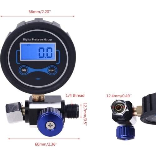 200PSI Airflow Regulator Digital Pressure Gauge Air Adjusting -Valve 1/4 Inch Male Inlet for Spray Gun, Air Compressor, Air Tool