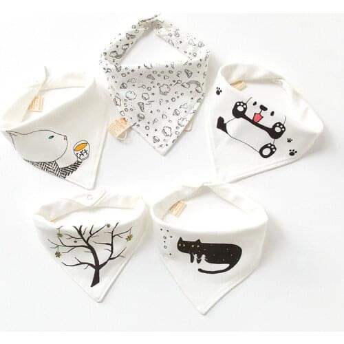 5pcs Baby Bibs Cartoon Print Cotton Baby Babador Bandana Bib For Babies Scarf Boys Girls Baby Bib Burp Bavoir Bandanas
