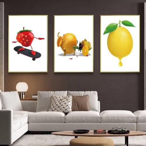 Restaurant Fruit Abstract Creative Personality Hanging Picture Poster Canvas Print Painting Wall Art Living Room Home Decoration
