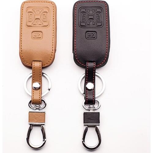 Car Genuine Leather Bag Remote Control Car Keychain Key CoverKey cases For Toyota 5 button protect shell Car walletst key cover