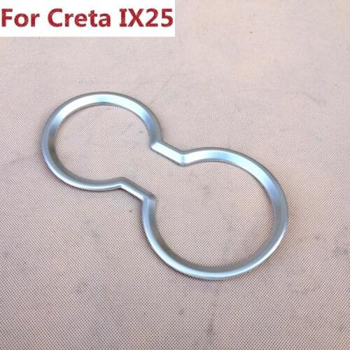 For Hyundai Creta IX25 2014 2015 2016 ABS Chrome Car Interior Center Consoles Water Cup Holder Cover Molding Trim Accessories