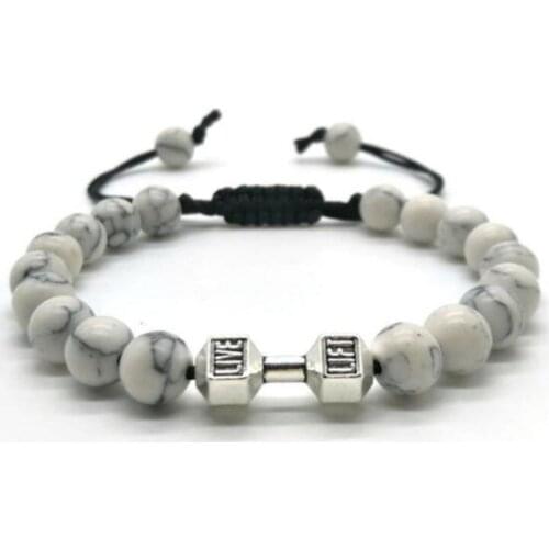 Dumbbell 8mm bohemian multicolor Agate beads Chakra Reiki Buddha Yoga Bracelet elastic adjustable Volcanic Stone Bangles yg3f