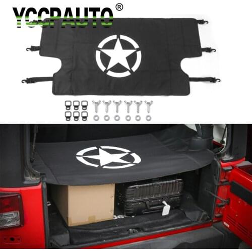 YCCPAUTO Car Styling For Jeep Wrangler JK 2007 Up 4 Doors Star Rear Trunk Cover Luggage Carrier Boot With Mat Nut Pull Buckle