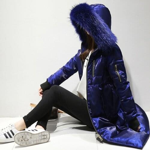 New Listing Winter Women Large Size Jacket Female Long Hooded Big Fur Collar Down Cotton Jacket Coat Womens Thick Warm Outerwear