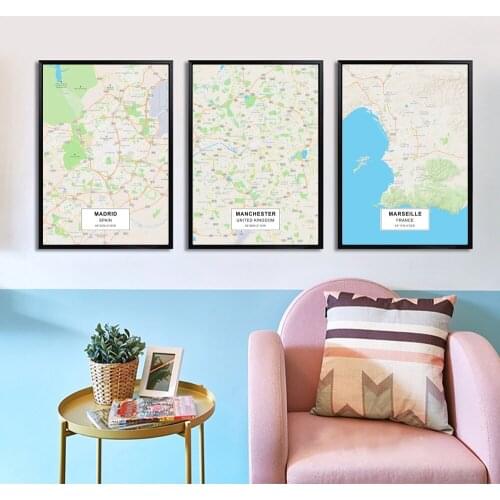 MADRI MANCHESTE MARSEILL Poster Canvas Art Prints Painting Wall Picture for Children Living Room Decor