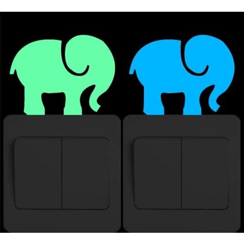 Cartoon Elephant Glow in the Dark Vinyl Wall Stickers Funny Animal Art Wall Decals for Kids Rooms Bedroom Living Room Home Decor