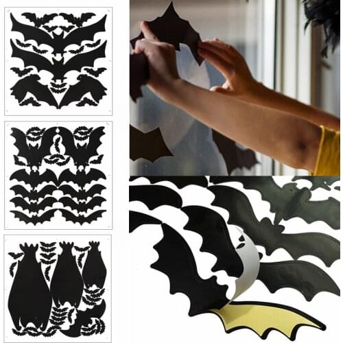 Halloween Wall Sticker Black Horrible Bat Wall Decal for Halloween Party Home Room Window Door DIY Sticker Decoration Supplies75