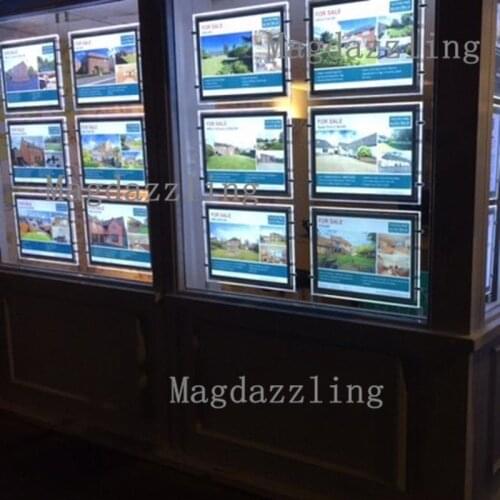 Real Estate LED Window Display,Listing LED Display Panel,A3 Acrylic Frame LED Illuminated Sign Boards Light Pocket Display Panel