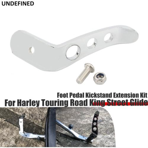 Stand Extension Kit Chrome Motorcycle Kickstands Foot Pedal Support for Harley Touring Road King Street Glide FLHX FLHR 91-2021