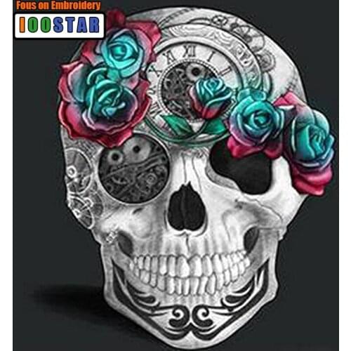Full Drill Square Diamond 5D DIY Diamond Painting"Skull and rose"Diamond Embroidery Cross Stitch Rhinestone Mosaic Painting