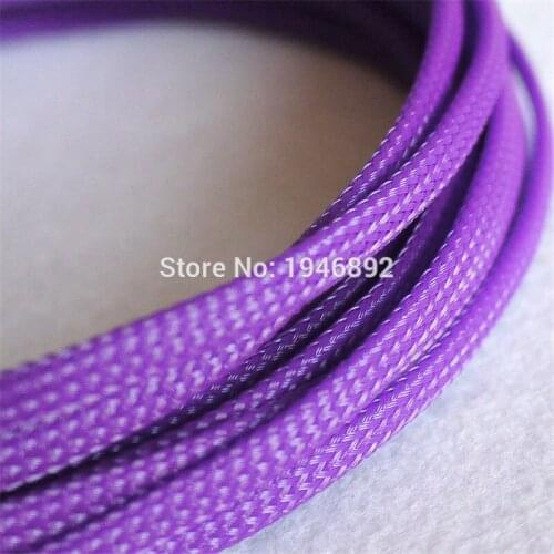 1/5/10/50/200 Meters Purple - High quality 4mm Braid PET Expandable Sleeving High Density Sheathing Plaited Cable Sleeves