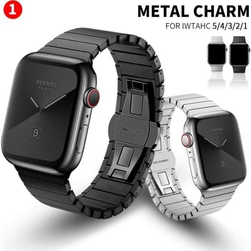 Stainless Steel strap for Apple Watch band 44mm 40mm iWatch band 42mm/38mm Butterfly buckle Metal Bracelet watchband 6/Se/5/4321