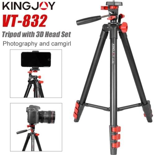 KINGJOY VT-832 Lightweight Camera Tripod Phone Stand Holder Portable Desktop Mobile Phone Tripode For iPhone Video Camera Para