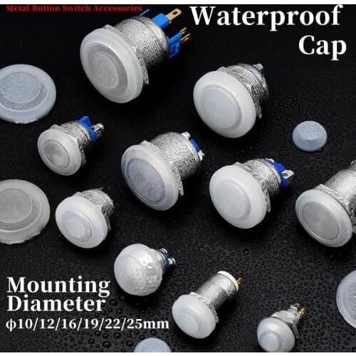 10Pcs 10mm 12mm 16mm 19mm 22mm 25mm Metal Push Button Switch Protection Cover Silicone Waterproof Dust Cap