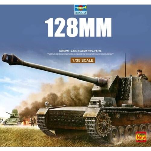 Trumpter 00350 1/35 Scable Gemany 128mm Selbstfahrlafette Sturer Emil Model Assembly Building Kit Military Hobby Collection DIY