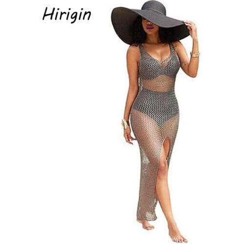 US STOCK Womens Crochet Hollow Out Beach Bikini Cover Up Swimsuit Swimwear Dress