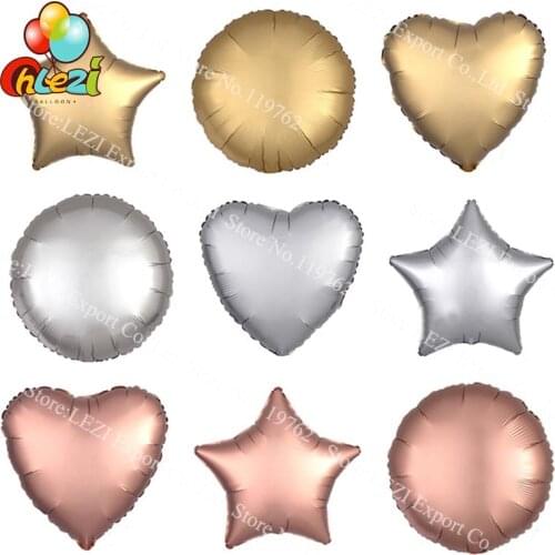 50pcs/lot 18inch Chrome Metallic Foil Balloons Heart star Round Helium balloon baby 1st Birthday Party Supplies wedding Decor